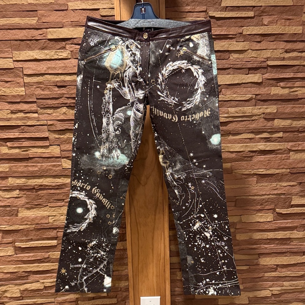 Roberto Cavalli Constellation Zodiac Print Stars Astrology Jeans
